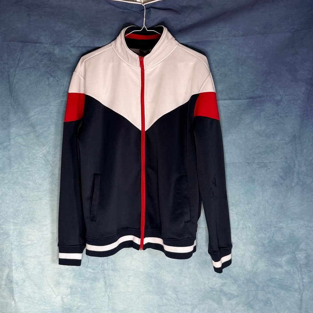 Red, White, Navy Blue Track Jacket (Men’s Medium)